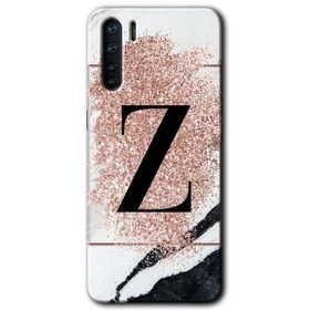 Oppo A91 Pembe Mermer Desenli Z Harfi Baskılı Uyumlu Silikon Kılıf
