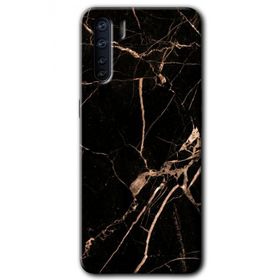 Oppo A91 Siyah Gold Mermer Baskılı Uyumlu Silikon Kılıf