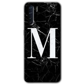 Oppo A91 Siyah Mermer Desenli F Harfi Baskılı Uyumlu Silikon Kılıf