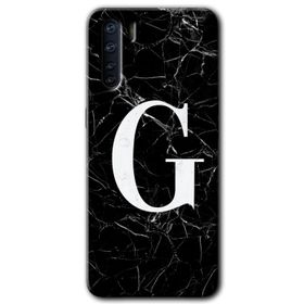Oppo A91 Siyah Mermer Desenli F Harfi Baskılı Uyumlu Silikon Kılıf