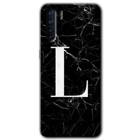 Oppo A91 Siyah Mermer Desenli F Harfi Baskılı Uyumlu Silikon Kılıf