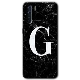 Oppo A91 Siyah Mermer Desenli G Harfi Baskılı Uyumlu Silikon Kılıf