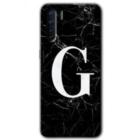 Oppo A91 Siyah Mermer Desenli G Harfi Baskılı Uyumlu Silikon Kılıf