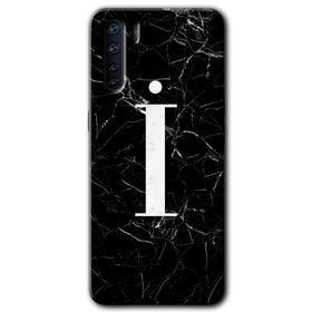Oppo A91 Siyah Mermer Desenli I Harfi Baskılı Uyumlu Silikon Kılıf