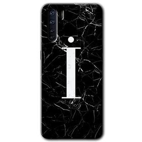 Oppo A91 Siyah Mermer Desenli I Harfi Baskılı Uyumlu Silikon Kılıf