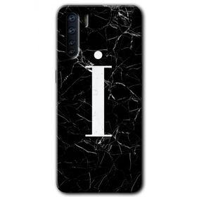 Oppo A91 Siyah Mermer Desenli I Harfi Baskılı Uyumlu Silikon Kılıf