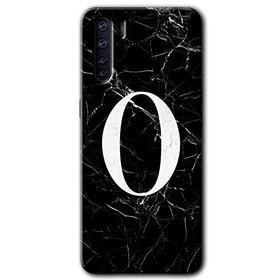Oppo A91 Siyah Mermer Desenli Ö Harfi Baskılı Uyumlu Silikon Kılıf