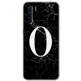 Oppo A91 Siyah Mermer Desenli Ö Harfi Baskılı Uyumlu Silikon Kılıf