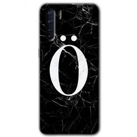 Oppo A91 Siyah Mermer Desenli Ö Harfi Baskılı Uyumlu Silikon Kılıf