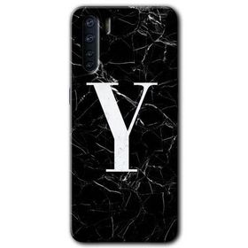 Oppo A91 Siyah Mermer Desenli Y Harfi Baskılı Uyumlu Silikon Kılıf