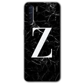 Oppo A91 Siyah Mermer Desenli Z Harfi Baskılı Uyumlu Silikon Kılıf