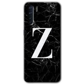 Oppo A91 Siyah Mermer Desenli Z Harfi Baskılı Uyumlu Silikon Kılıf