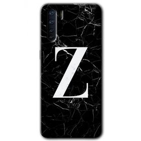 Oppo A91 Siyah Mermer Desenli Z Harfi Baskılı Uyumlu Silikon Kılıf