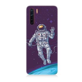 Oppo A91 Uyumlu Astronot Baskılı Silikon Kılıf