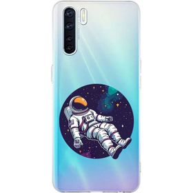 Oppo A91 Uyumlu Astronot Baskılı Silikon Kılıf