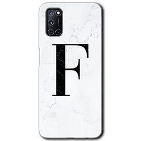Oppo A92 Beyaz Mermer Desenli F Harfi Baskılı Uyumlu Silikon Kılıf