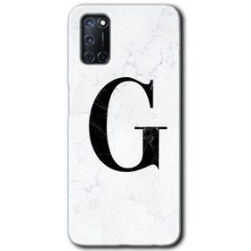Oppo A92 Beyaz Mermer Desenli G Harfi Baskılı Uyumlu Silikon Kılıf