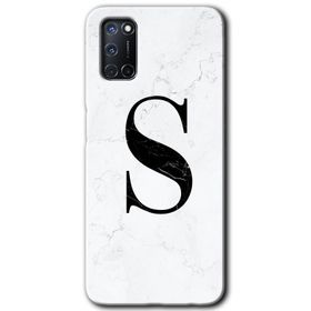 Oppo A92 Beyaz Mermer Desenli M Harfi Baskılı Uyumlu Silikon Kılıf