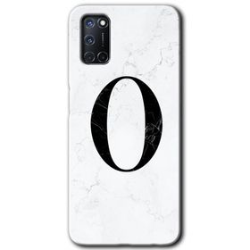 Oppo A92 Beyaz Mermer Desenli M Harfi Baskılı Uyumlu Silikon Kılıf