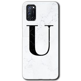 Oppo A92 Beyaz Mermer Desenli Ü Harfi Baskılı Uyumlu Silikon Kılıf