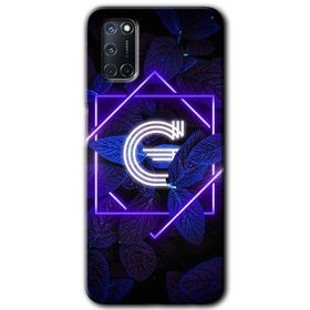 Oppo A92 Dark Neon Yaprak G Harfi Baskılı Uyumlu Silikon Kılıf