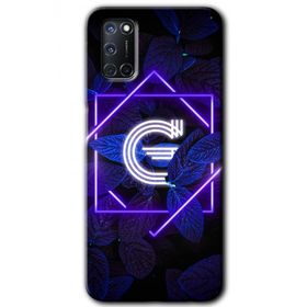 Oppo A92 Dark Neon Yaprak G Harfi Baskılı Uyumlu Silikon Kılıf