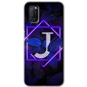 Oppo A92 Dark Neon Yaprak H Harfi Baskılı Uyumlu Silikon Kılıf