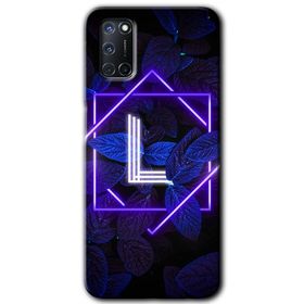 Oppo A92 Dark Neon Yaprak H Harfi Baskılı Uyumlu Silikon Kılıf