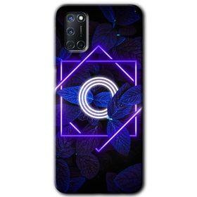 Oppo A92 Dark Neon Yaprak H Harfi Baskılı Uyumlu Silikon Kılıf