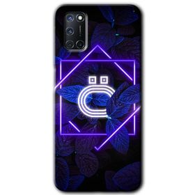 Oppo A92 Dark Neon Yaprak H Harfi Baskılı Uyumlu Silikon Kılıf