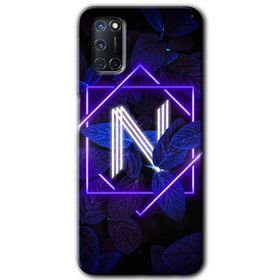Oppo A92 Dark Neon Yaprak H Harfi Baskılı Uyumlu Silikon Kılıf