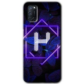 Oppo A92 Dark Neon Yaprak H Harfi Baskılı Uyumlu Silikon Kılıf