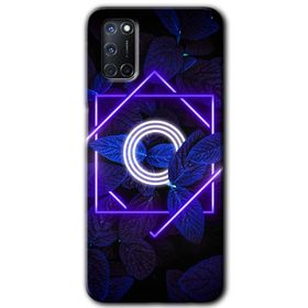 Oppo A92 Dark Neon Yaprak Ö Harfi Baskılı Uyumlu Silikon Kılıf