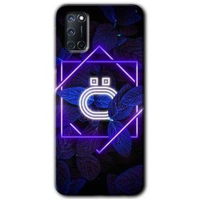 Oppo A92 Dark Neon Yaprak Ö Harfi Baskılı Uyumlu Silikon Kılıf