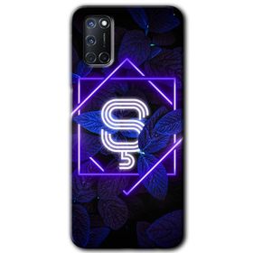 Oppo A92 Dark Neon Yaprak S Harfi Baskılı Uyumlu Silikon Kılıf