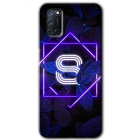 Oppo A92 Dark Neon Yaprak S Harfi Baskılı Uyumlu Silikon Kılıf