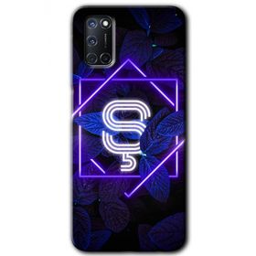 Oppo A92 Dark Neon Yaprak S Harfi Baskılı Uyumlu Silikon Kılıf
