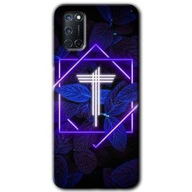 Oppo A92 Dark Neon Yaprak T Harfi Baskılı Uyumlu Silikon Kılıf