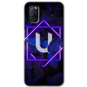 Oppo A92 Dark Neon Yaprak Ü Harfi Baskılı Uyumlu Silikon Kılıf
