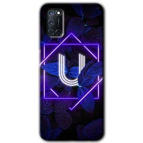 Oppo A92 Dark Neon Yaprak Ü Harfi Baskılı Uyumlu Silikon Kılıf