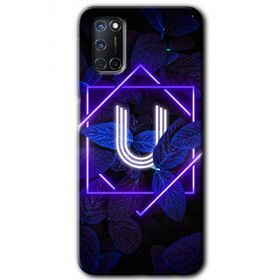 Oppo A92 Dark Neon Yaprak Ü Harfi Baskılı Uyumlu Silikon Kılıf