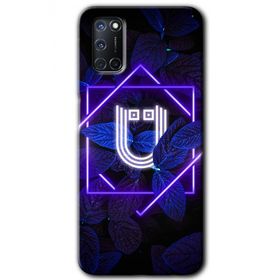 Oppo A92 Dark Neon Yaprak Ü Harfi Baskılı Uyumlu Silikon Kılıf