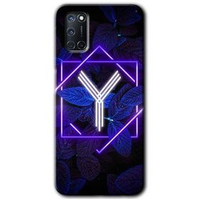 Oppo A92 Dark Neon Yaprak Y Harfi Baskılı Uyumlu Silikon Kılıf