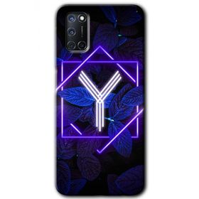 Oppo A92 Dark Neon Yaprak Y Harfi Baskılı Uyumlu Silikon Kılıf