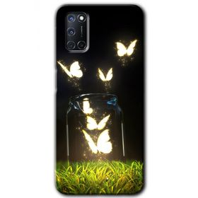 Oppo A92 Işıklı Kelebekler Baskılı Uyumlu Silikon Kılıf