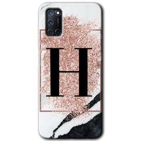 Oppo A92 Pembe Mermer Desenli Ç Harfi Baskılı Uyumlu Silikon Kılıf