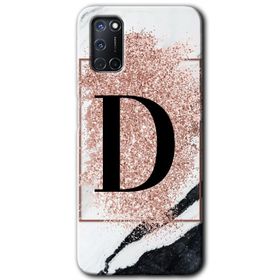 Oppo A92 Pembe Mermer Desenli Ç Harfi Baskılı Uyumlu Silikon Kılıf