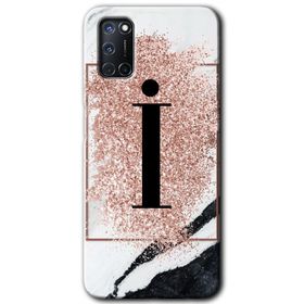 Oppo A92 Pembe Mermer Desenli Ç Harfi Baskılı Uyumlu Silikon Kılıf