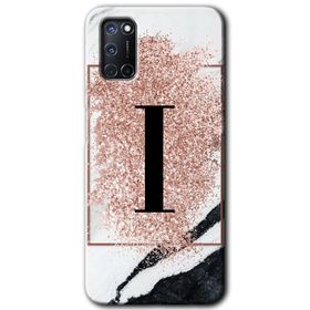 Oppo A92 Pembe Mermer Desenli Ç Harfi Baskılı Uyumlu Silikon Kılıf