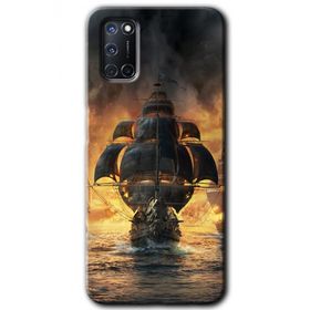 Oppo A92 Siyah İnci Baskılı Uyumlu Silikon Kılıf